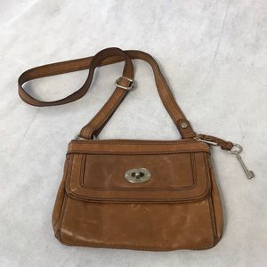 Fossil brown leather Crossbody key purse